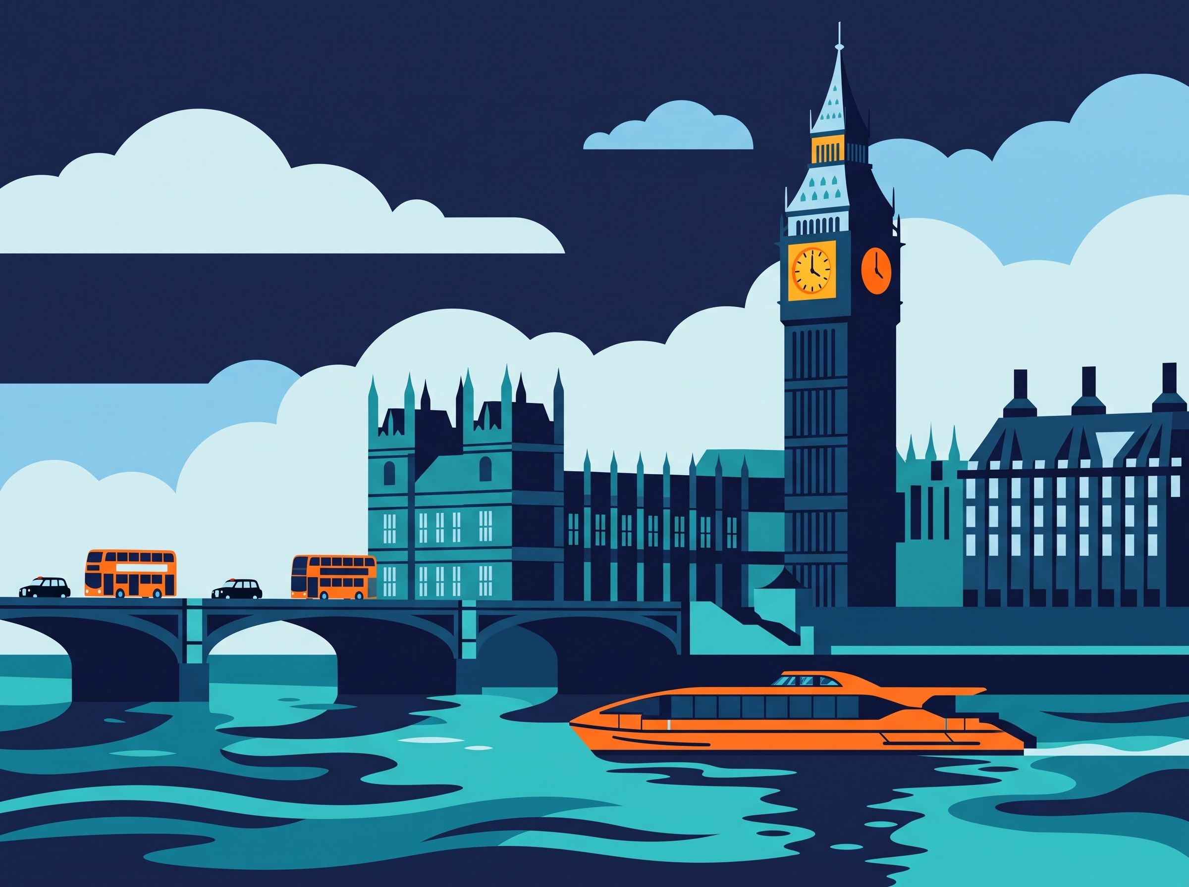 Vector Image of London Skyline in Kreneon Brand colors - Gemini